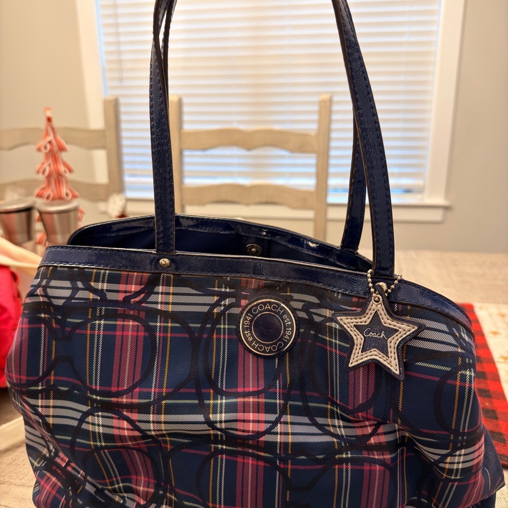 Coach Multicolor Plaid Tote